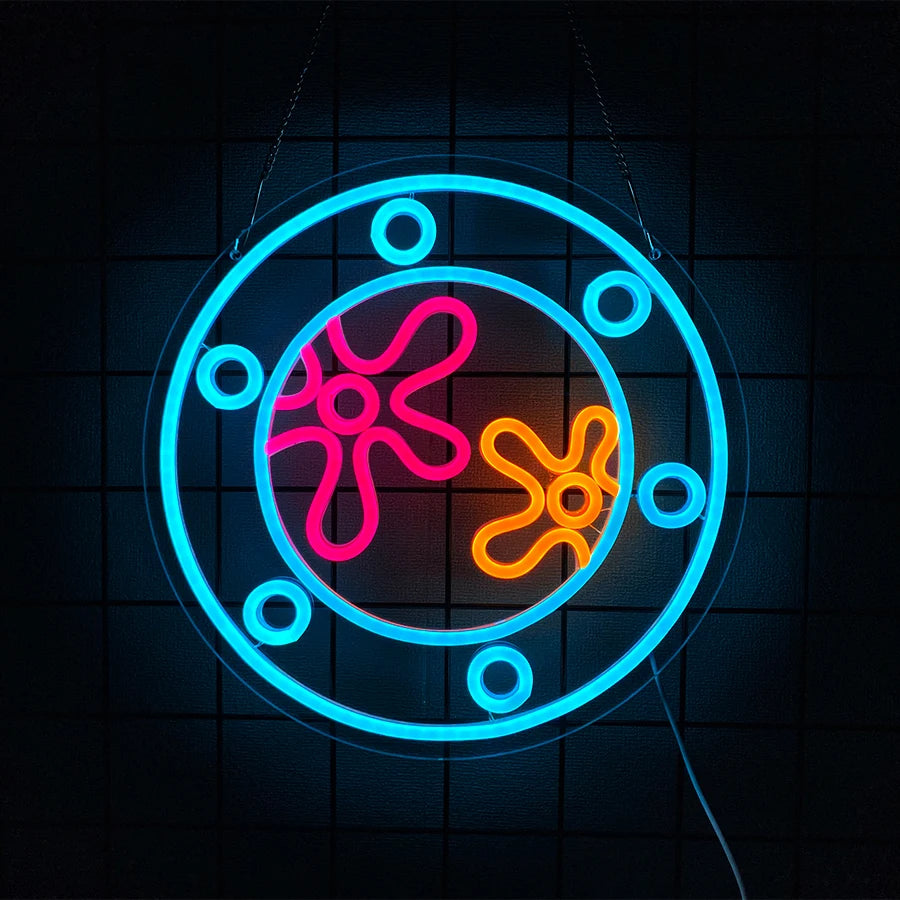 Animation Series Neon Signs, Cartoon Icons Handmade,