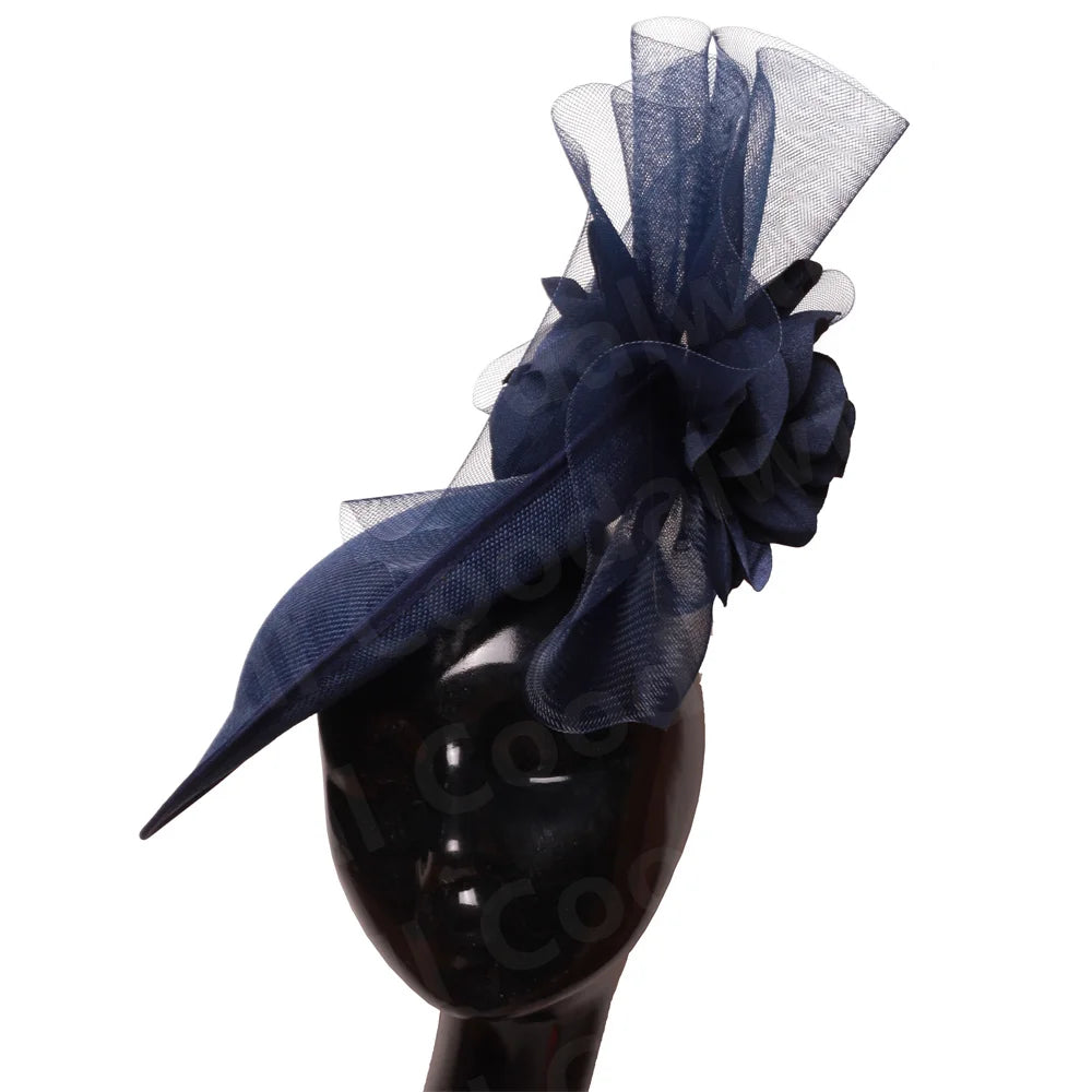 Chic Navy Fascinators Hat For Women Elegant Royal Ascot Millinery