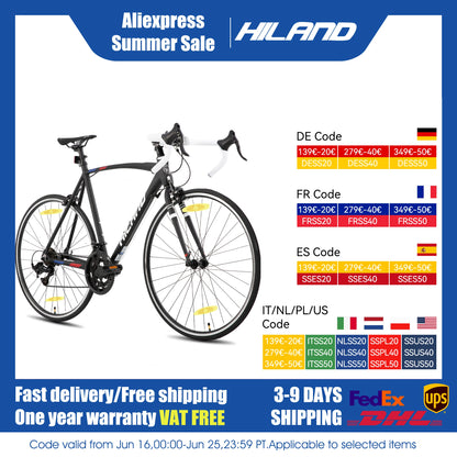 Hiland 700c road bike, 14 speeds, lightweight aluminum
