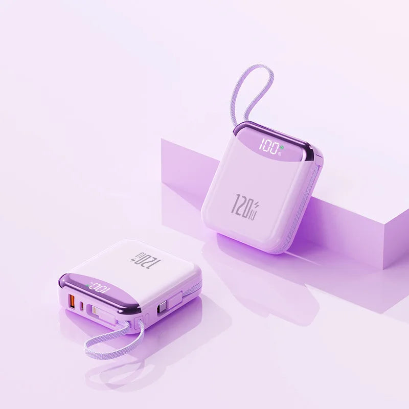 Mini Power Bank 120W Fast Charging Spare Battery Built