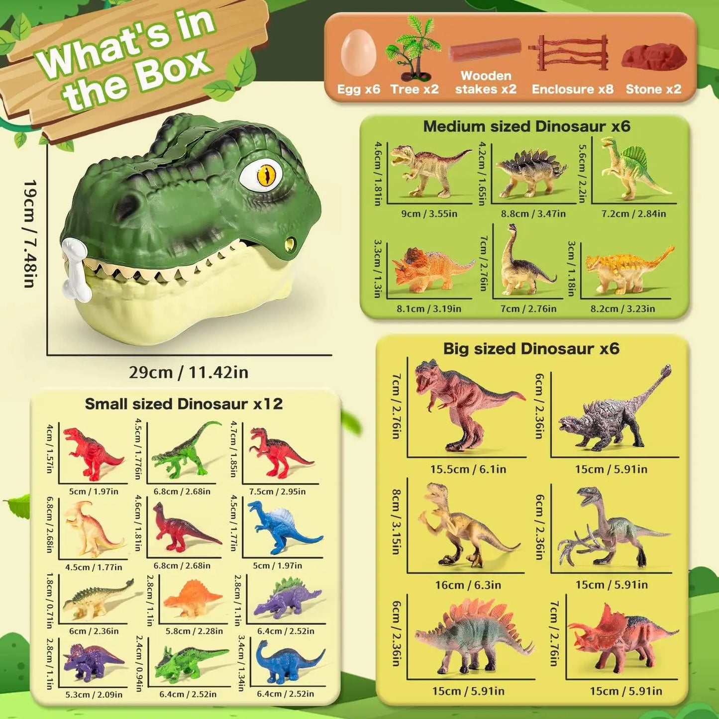 46 Pcs Dinosaur Toy, Dinosaur Figurines Includes Dino Aufbewahrungsbox,