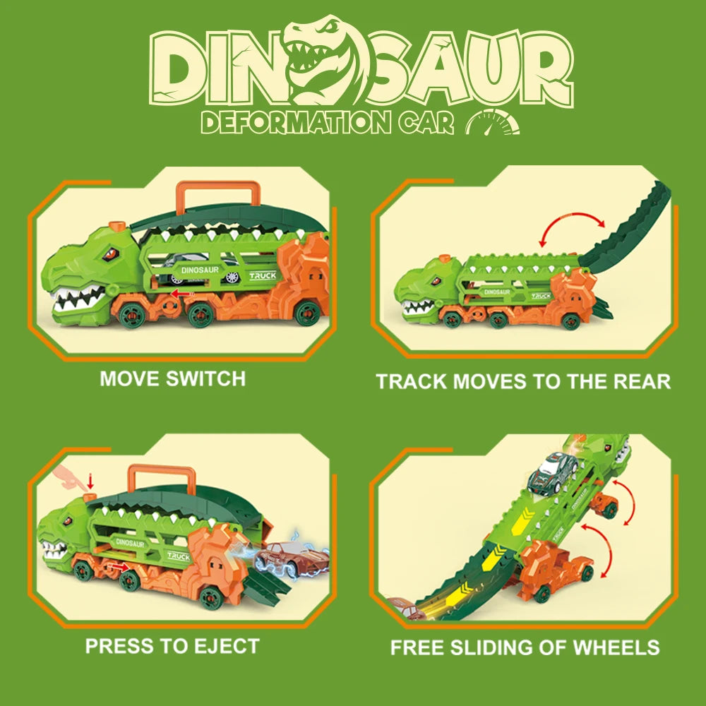 Transport Dinosaur Truck with Foldable Sliding Race