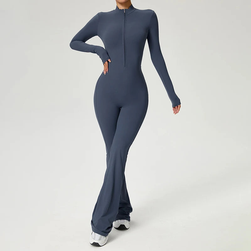 TRY TO BN Sports Yoga Jumpsuit Long Sleeves Zipper