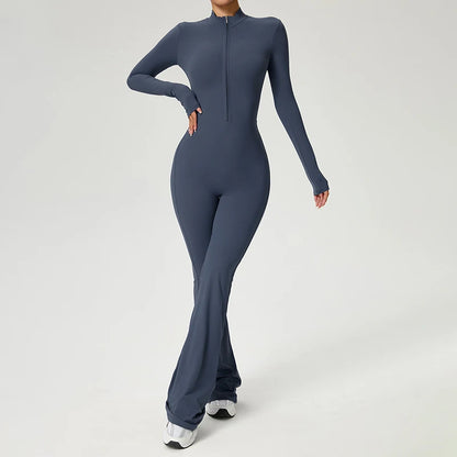TRY TO BN Sports Yoga Jumpsuit Long Sleeves Zipper