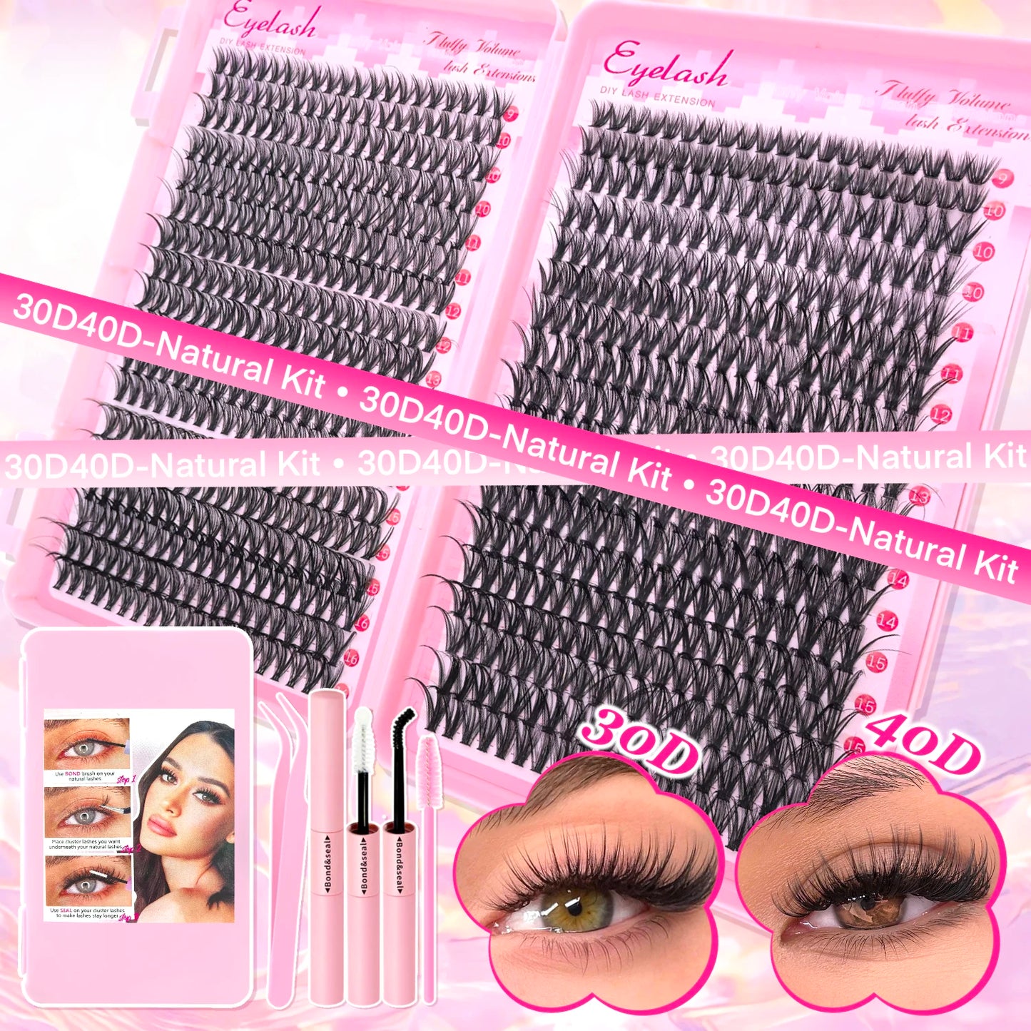 DIY Lash Extension Kit 720pcs Lash Clusters Individual Eyelashes Kit