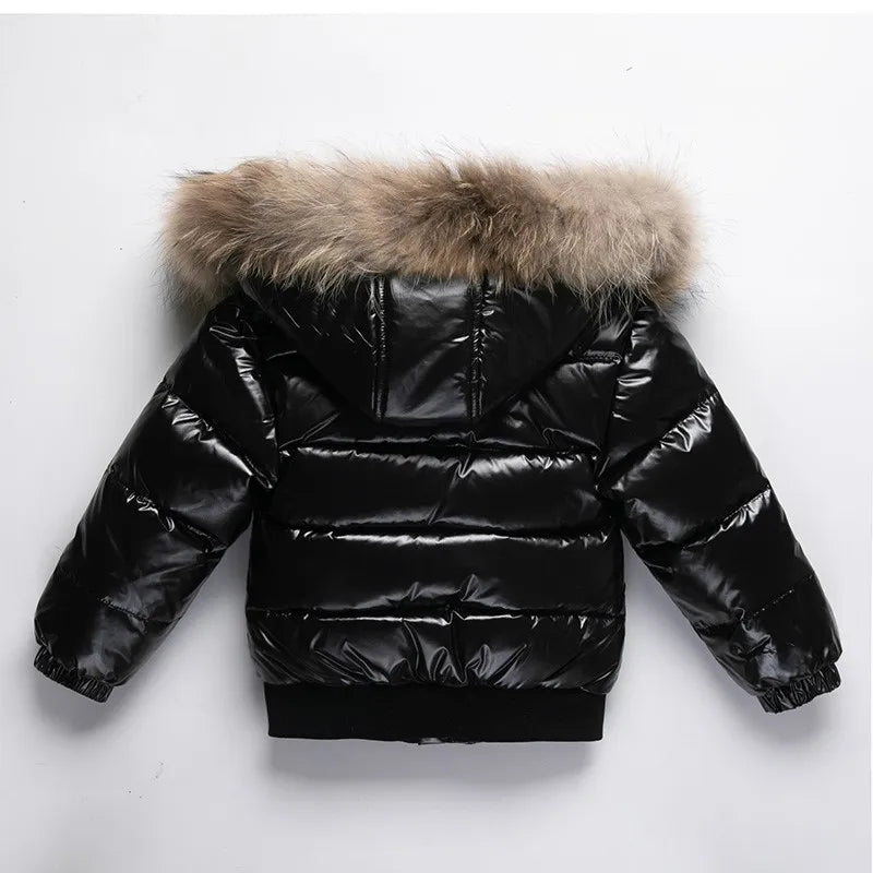 2025 Winter Toddler Boys Down Jacket Fur Waterproof