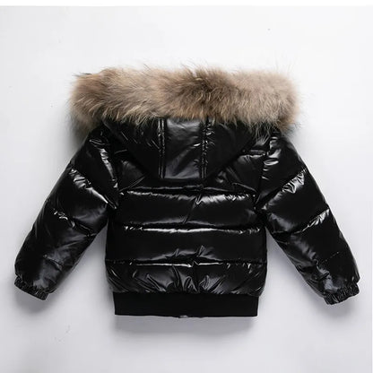 2025 Winter Toddler Boys Down Jacket Fur Waterproof