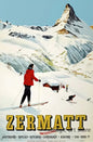 Retro Zermatt Chamonix Skiing Art Poster Vintage Australia