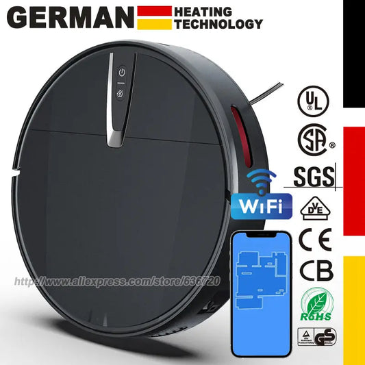 Robot Vacuum Cleaner with 3000Pa Cyclone Suction, APP