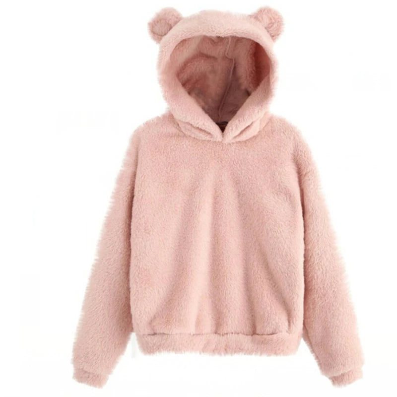 Winter Korean Fashion Bear Ears Cute Loose Hoodi\y