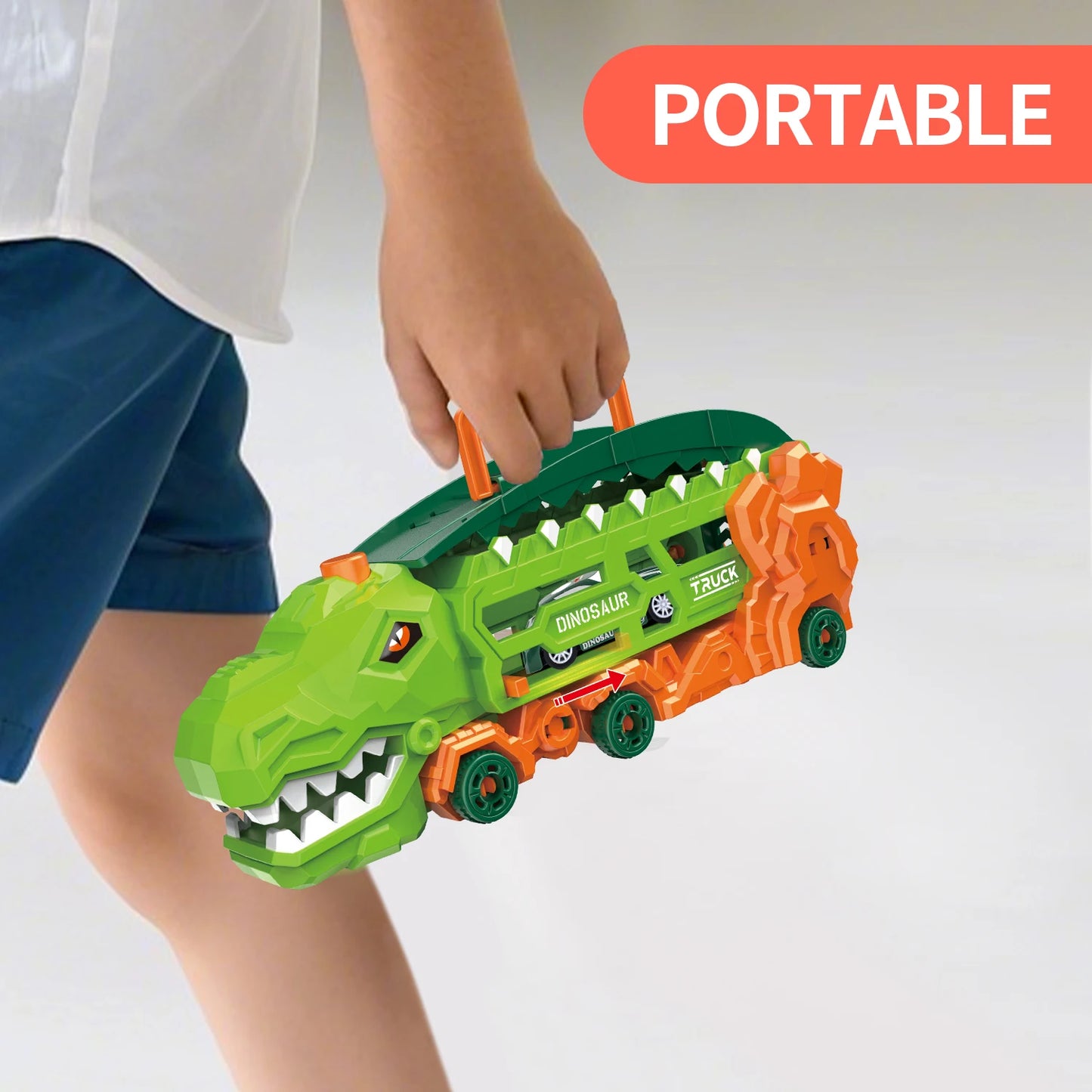 Transport Dinosaur Truck with Foldable Sliding Race