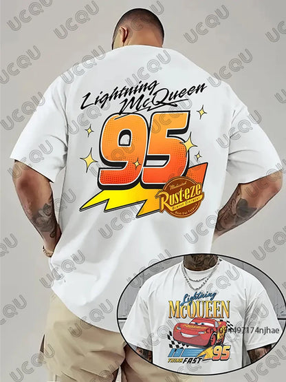 Lightning McQueen Cars 95 Graphic Print T-shirt For Men Summer Short Sleeve