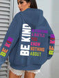 Be Kind Hoodies Women Letter Prints Winter Fleece Warm