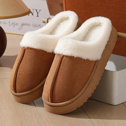 Women's plush slippers winter outdoor, thick sole