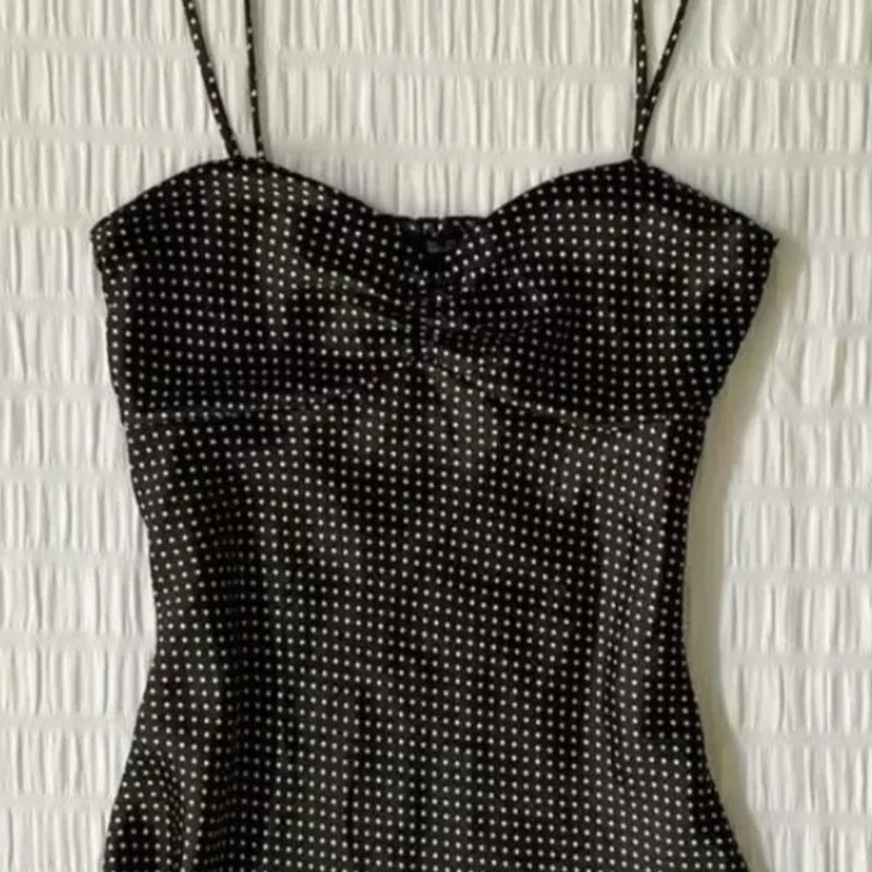 French Vintage Polka Dot Camisole Vest Women Summer
