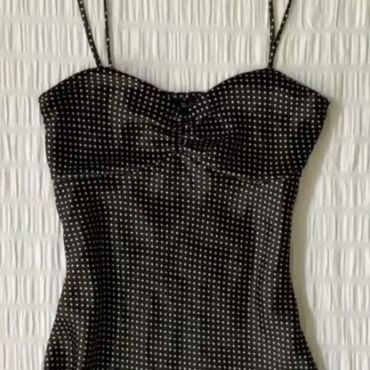 French Vintage Polka Dot Camisole Vest Women Summer
