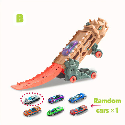 Transport Dinosaur Truck with Foldable Sliding Race