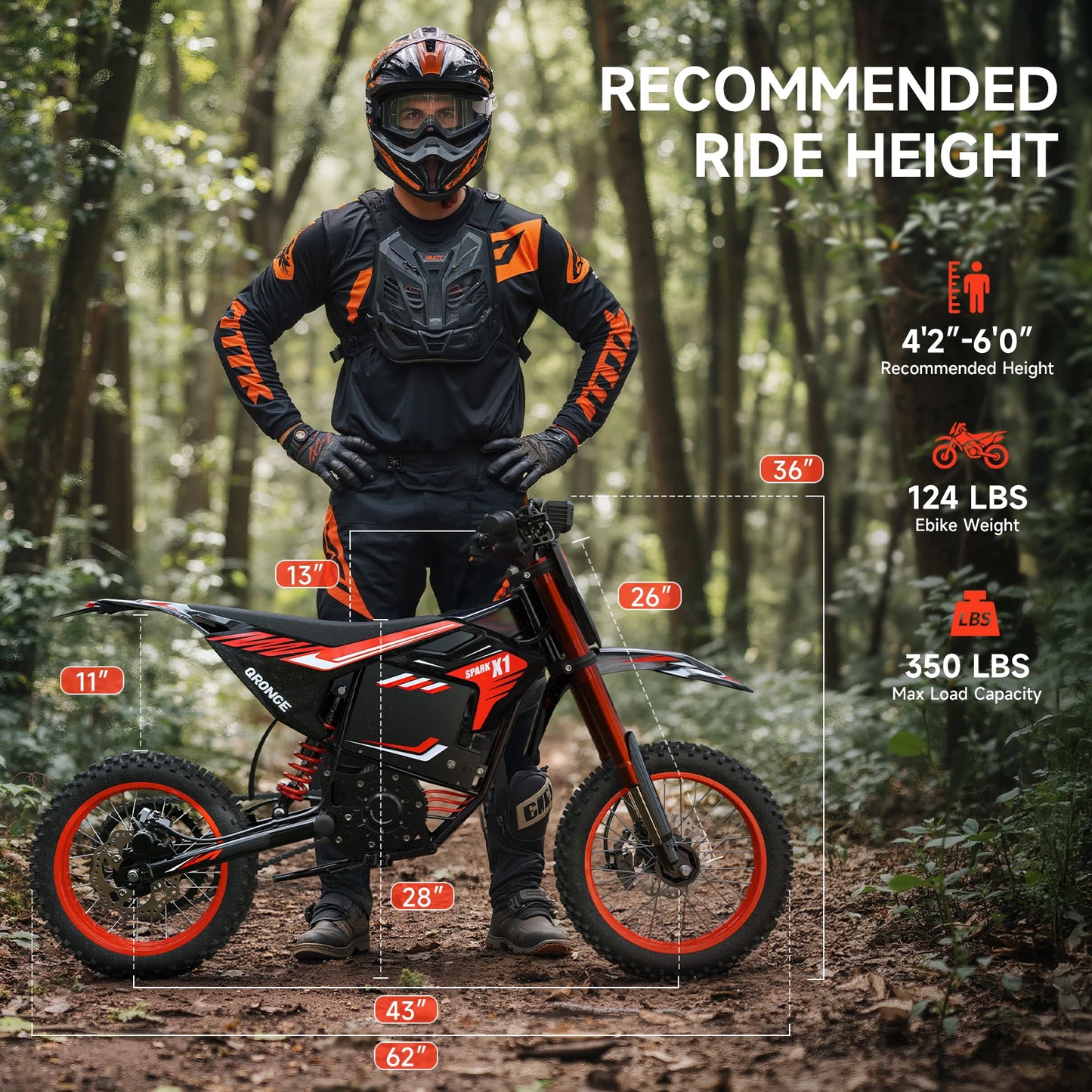 QRONGE X1 Spark Electric Dirt Bike 4500W Peak&Up to 60 Miles 50MPH