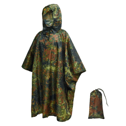 Man Military Impermeable Zipper Camo Raincoat