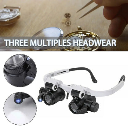 2XLED Watch Jeweler Repair Magnifier Head-Mounted Headband