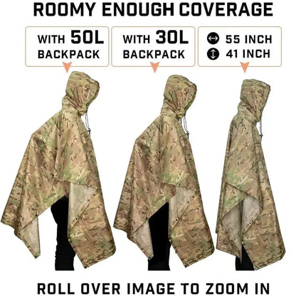 Man Military Impermeable Zipper Camo Raincoat