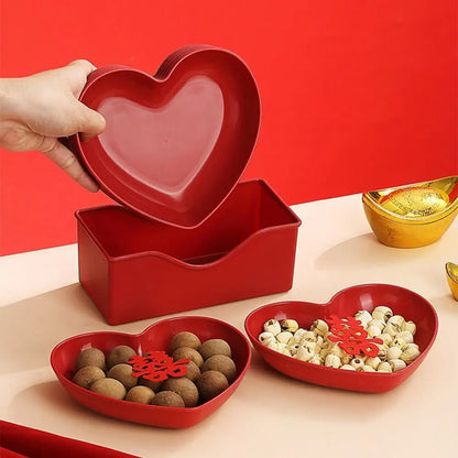 5/10Pcs Multi-Purpose Plastic Red Love Plate Heart-shaped Creative Love Fruit Plate Durable Reusable Snack Love Tray Cake Plate