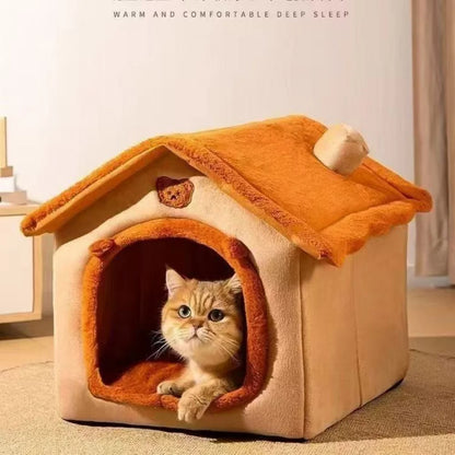 All Season Dog House Style Bed - Removable Washable