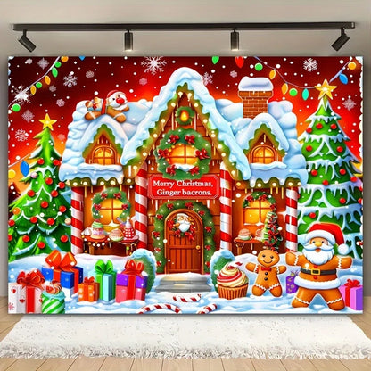Christmas background cloth, equipped with cookie statues, gifts