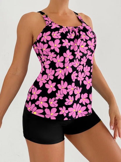 2025 Sexy Strappy Tankini Floral Printed Swimsuit Women