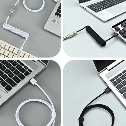 Coiled Keyboard Cable Type C To USB-A Mechanical Keyboard
