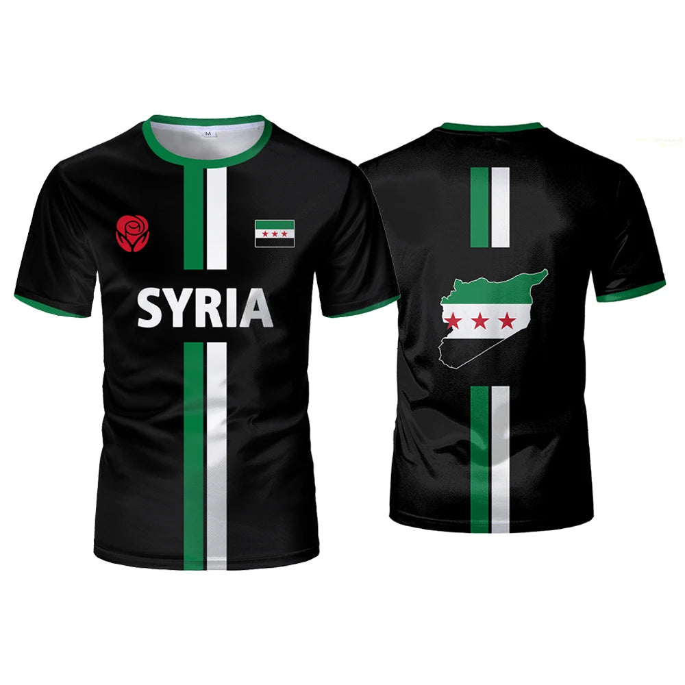 Syrian Flag Football Jerseys Men's Sports T-shirts Syrian National Emblem