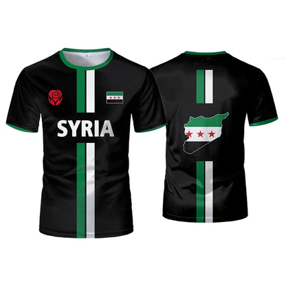 Syrian Flag Football Jerseys Men's Sports T-shirts Syrian National Emblem