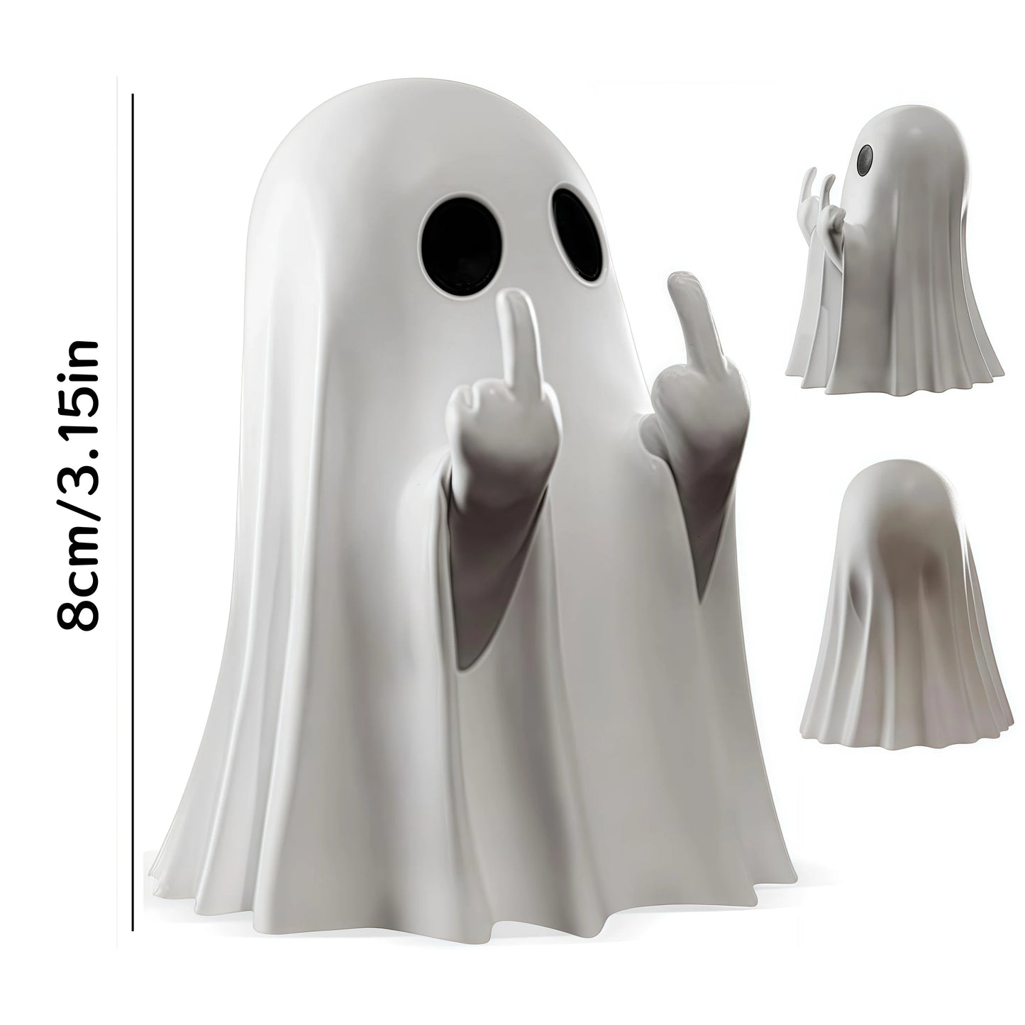 Cute Middle Finger Ghost Statue, Small Halloween