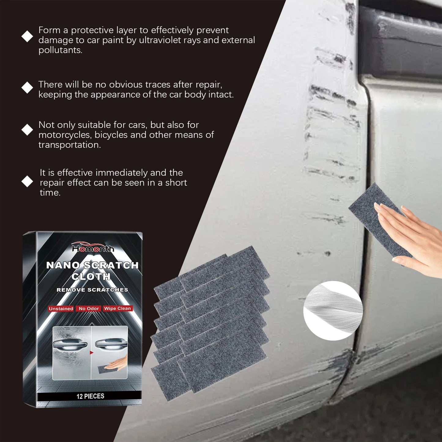 Car Scratches Nano Cloth Car Nano Sparkle Cloth Easily Repair Paint