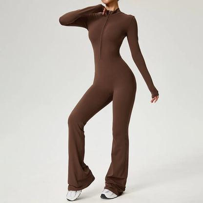 TRY TO BN Sports Yoga Jumpsuit Long Sleeves Zipper