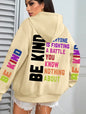 Be Kind Hoodies Women Letter Prints Winter Fleece Warm