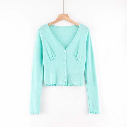 Slim Fit Women's Long Cardigan V-Ne Sweater Sexy T-irt