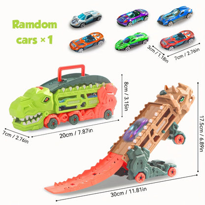 Transport Dinosaur Truck with Foldable Sliding Race