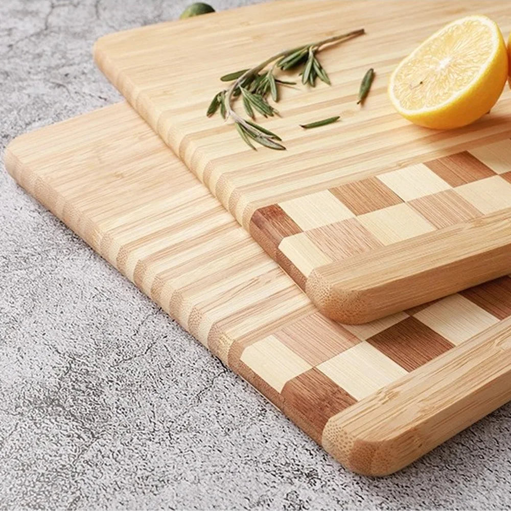 bamboo cutting board, checkerboard steak plate,