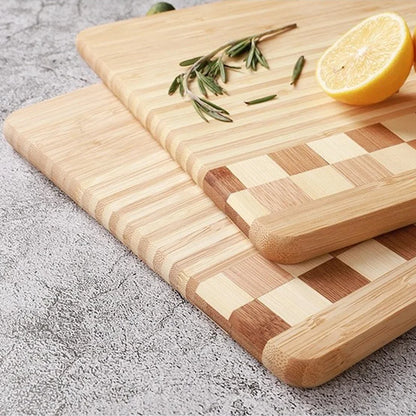 bamboo cutting board, checkerboard steak plate,