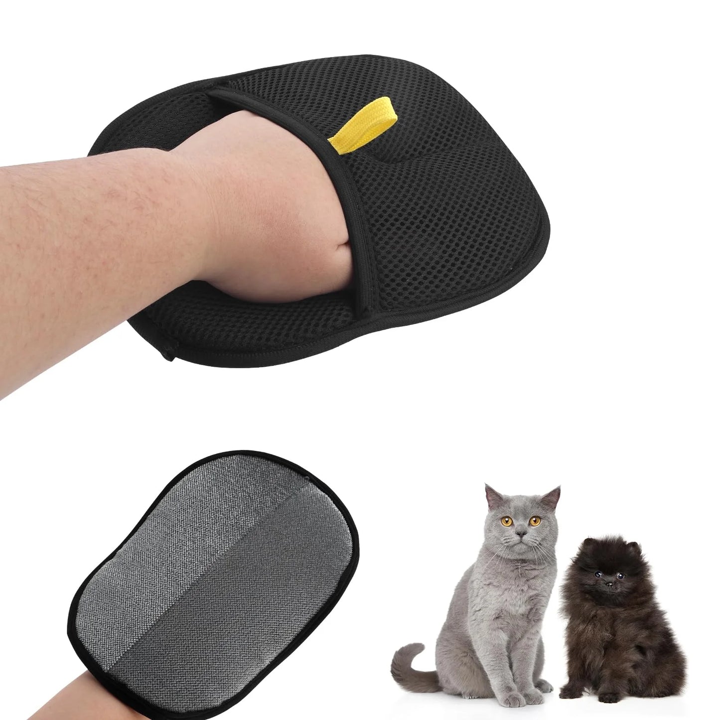 Pet Hair Removal Tool Reusable Static Removal Gloves, Double-Sided Grooming