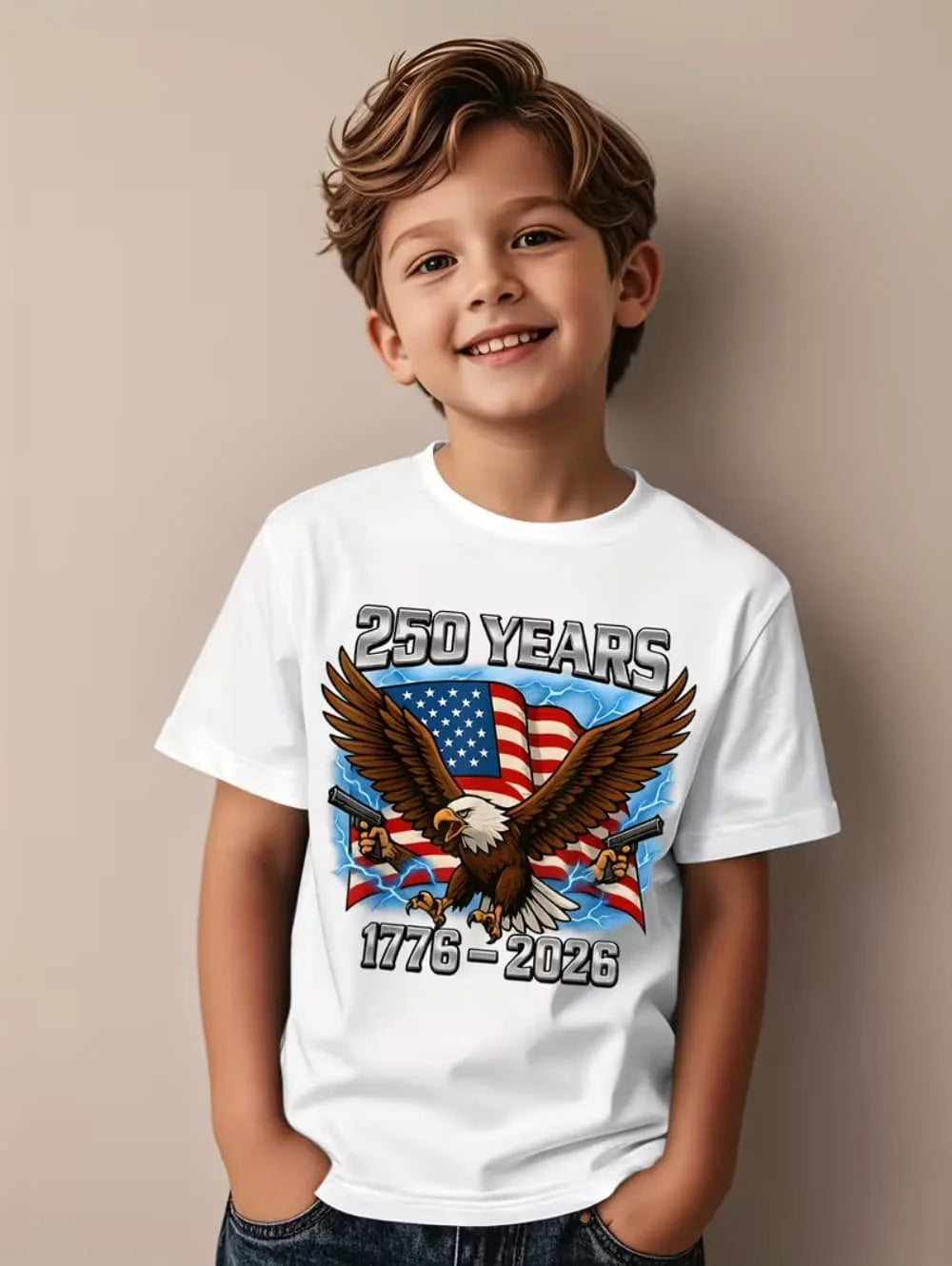 T-Shirt for Kids America 250th Birthday Eagle Flag 250 Years