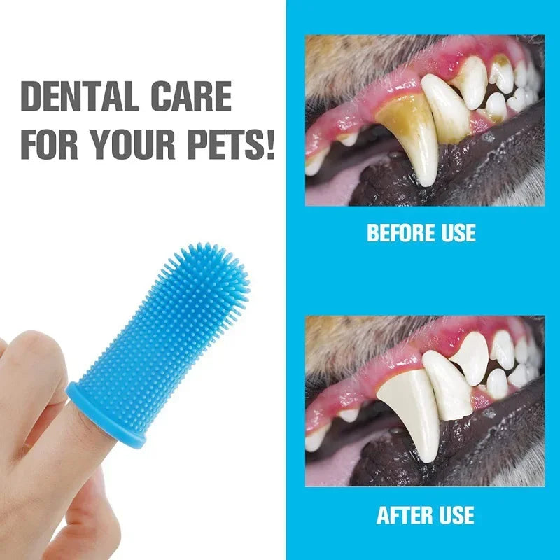 Dog Super Soft  pet Finger Toothbrush Teeth Cleaning