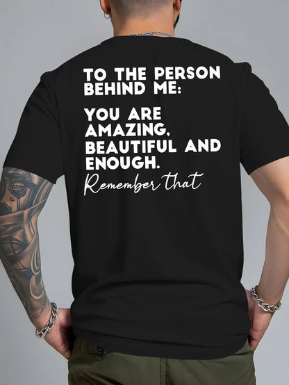 Summer Men's Back Print T-Shirt "The Person Behind Me..."