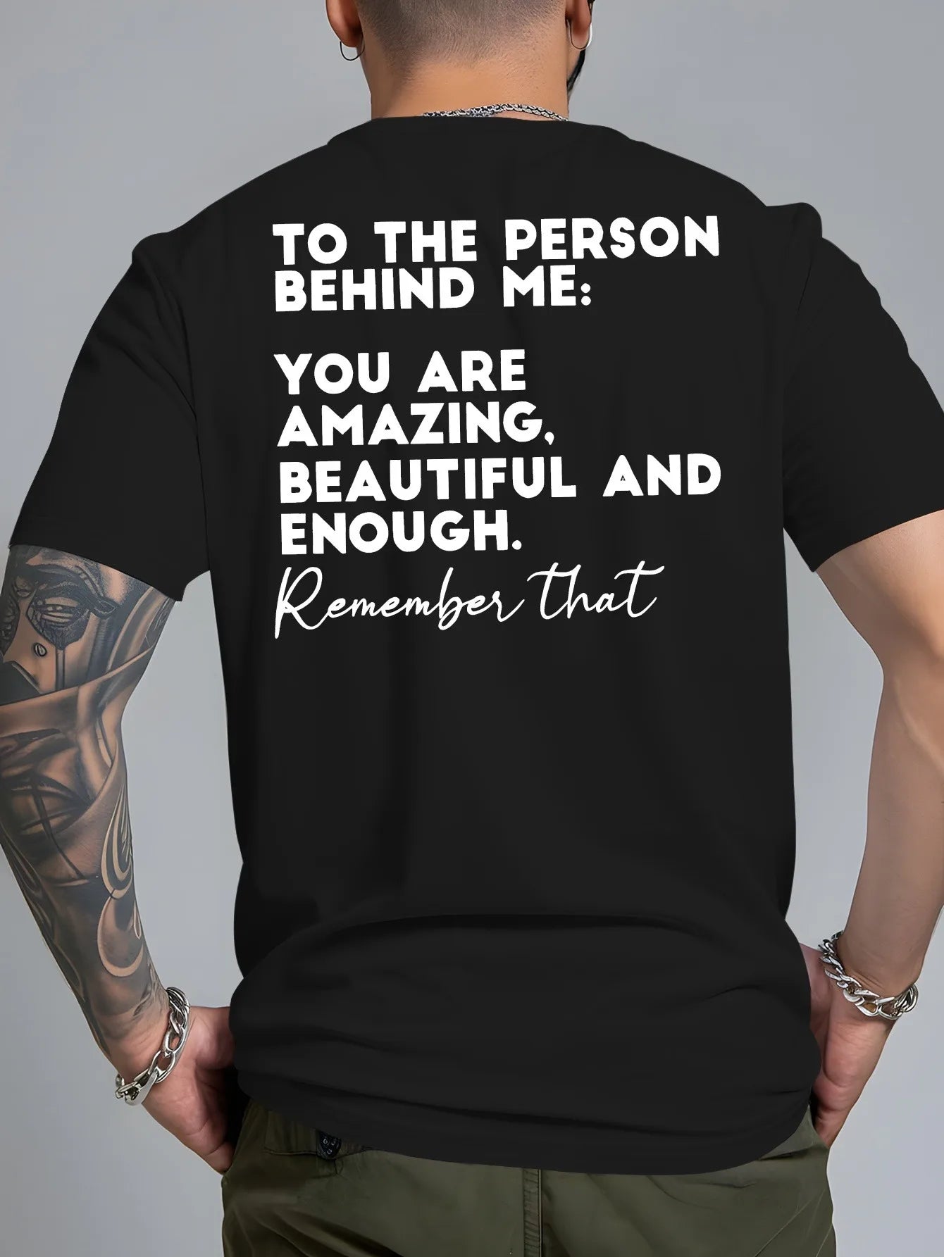 Summer Men's Back Print T-Shirt "The Person Behind Me..."