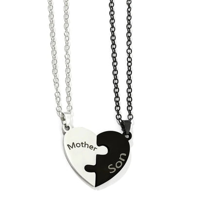 Family Heart Puzzle Necklace for Mom - Stainless Steel