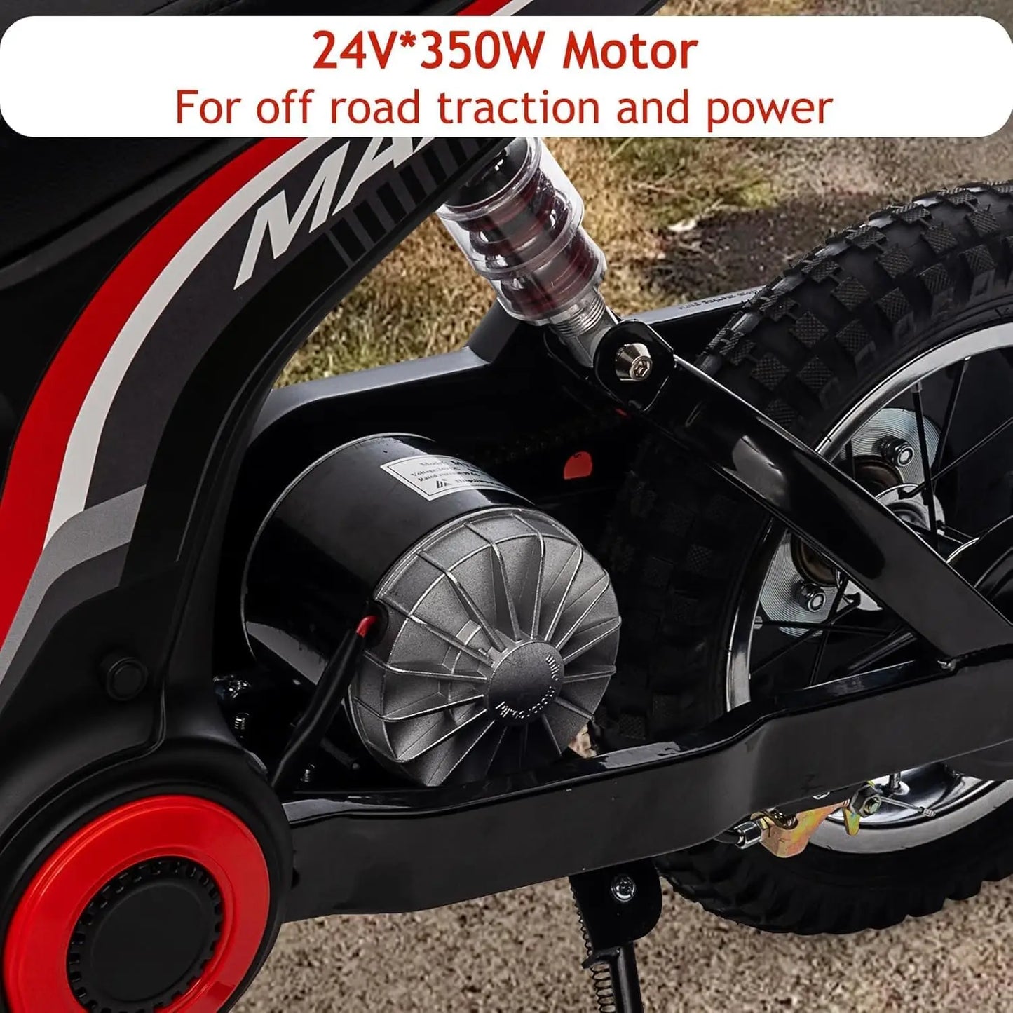 Ride On Motorcycle for Kids Electric Dirt Bike 24-Volt 350-Watt