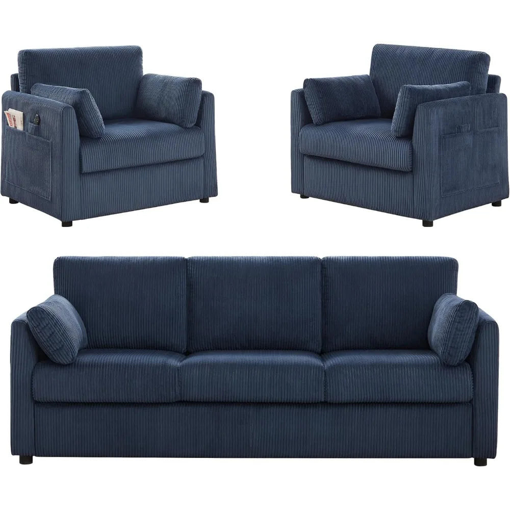 Modern Corduroy Accent Chairs, 38 W Comfy Armchair