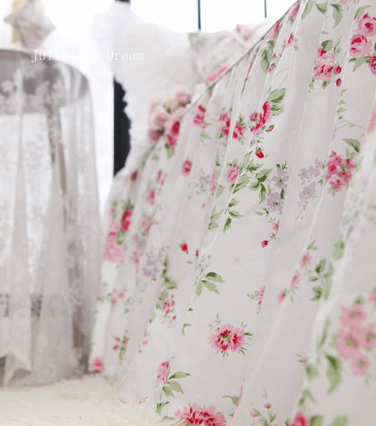 European Pastoral Style Rose Printed Bed Spread Garden