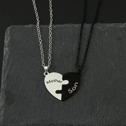 Family Heart Puzzle Necklace for Mom - Stainless Steel